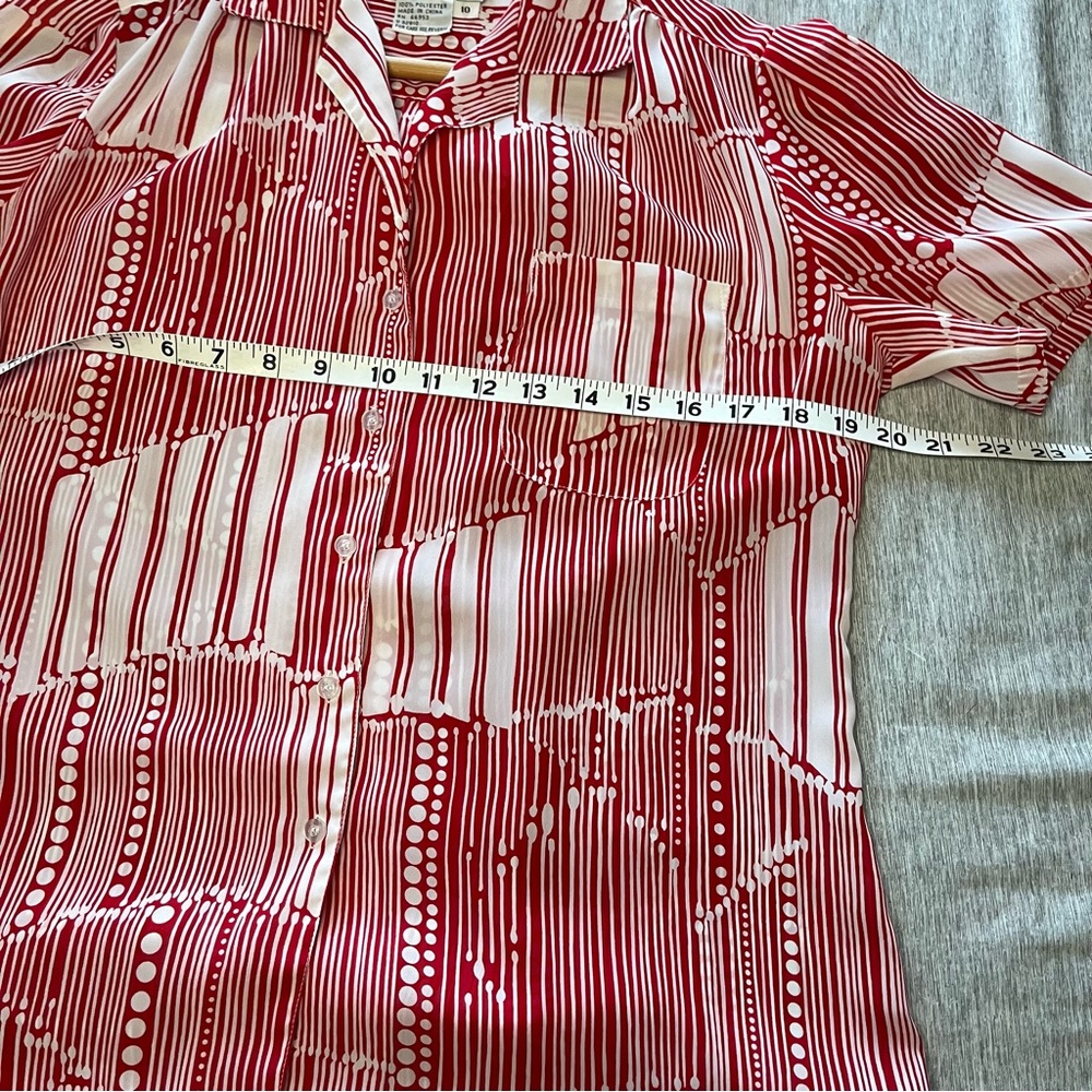 SOLD Vintage Semi-Sheer Stuart Randolph button Down Short Sleeve Blouse - Picture 10 of 10